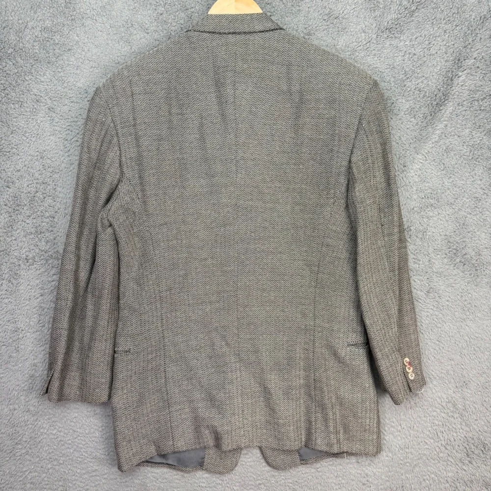 Giorgio Armani Blazer Mens 44 Grey Herringbone Virgin Wool Le Collezioni Italy